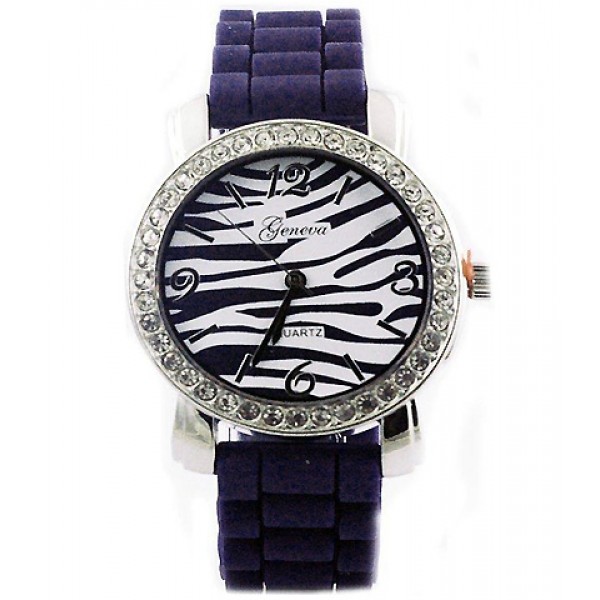 Lady Watch - Slicone Band w/ Stripes Dial - Purple -WT-MN8001Z-PL