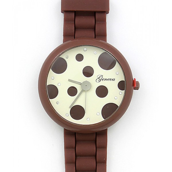 Lady Watch - Slicone Band w/ Polka Dots Dial - Brown -WT-MN8038P-BN